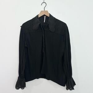Free People Laura Henley Top Black  Lace Bohemian size Small